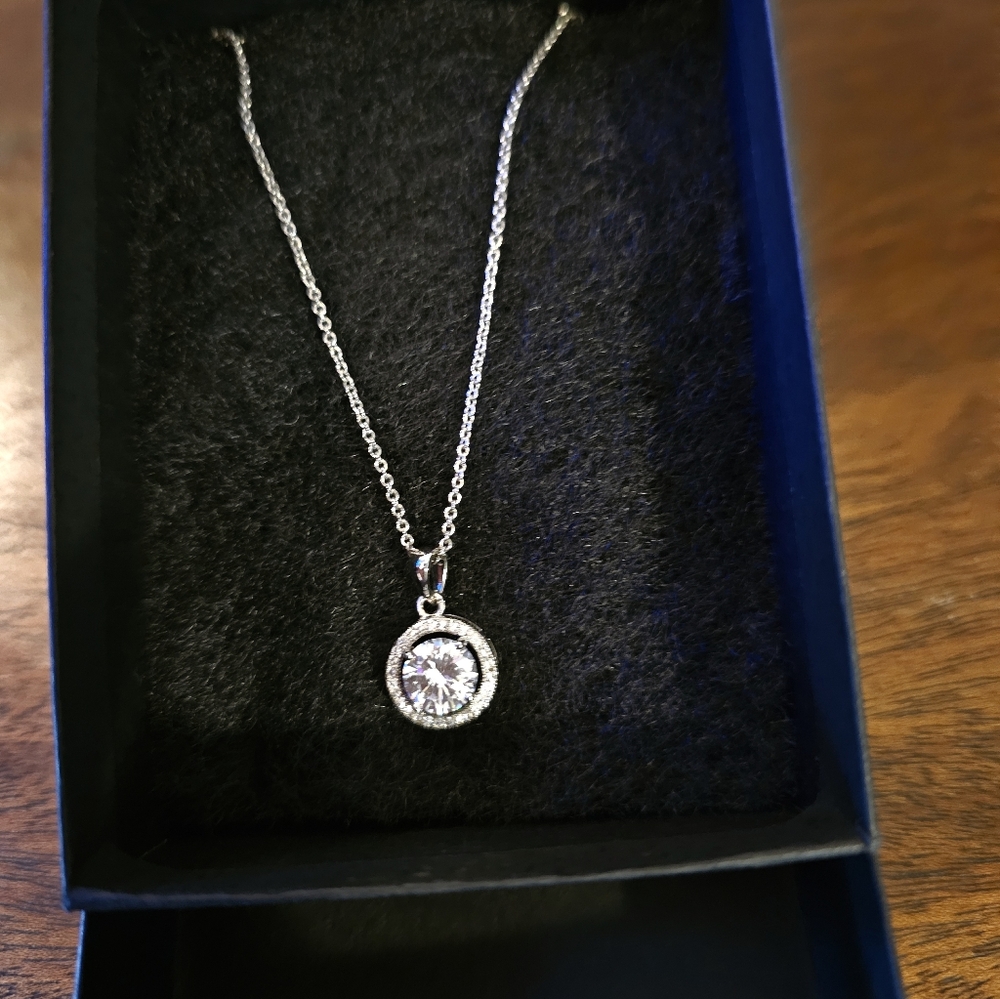 CZ Halo Necklace 16"